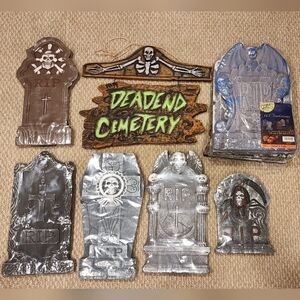 Cemetery Tombstone 12 Piece Decorations Set - NEW! indoor/outdoor Styrofoam
